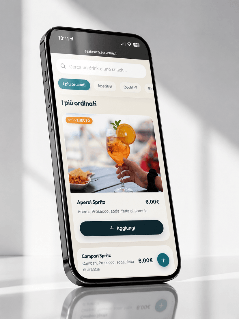 Esabeach Ordering App Mockup su iPhone